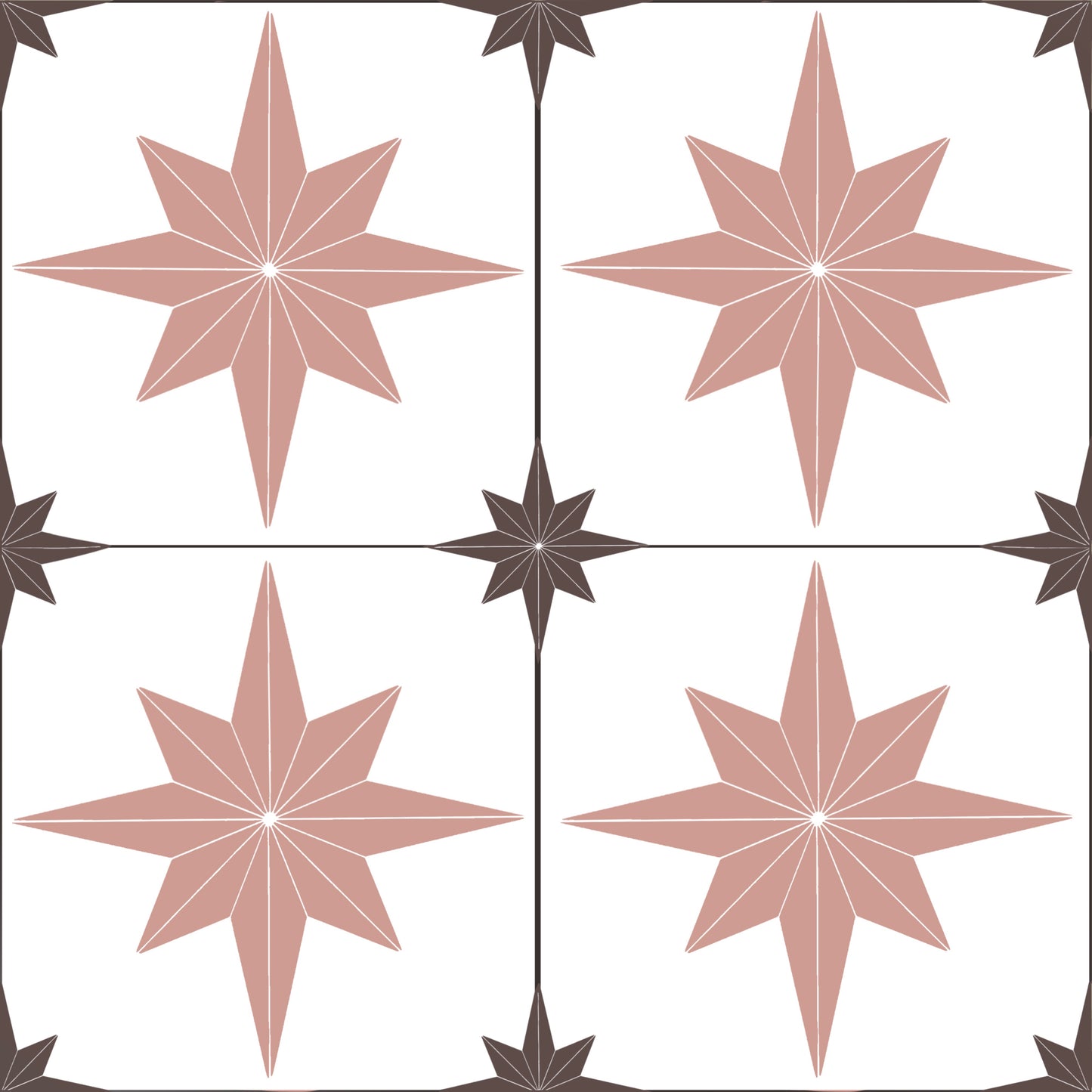 Astral Star Tiles / White Background - Floor & Wall Vinyl
