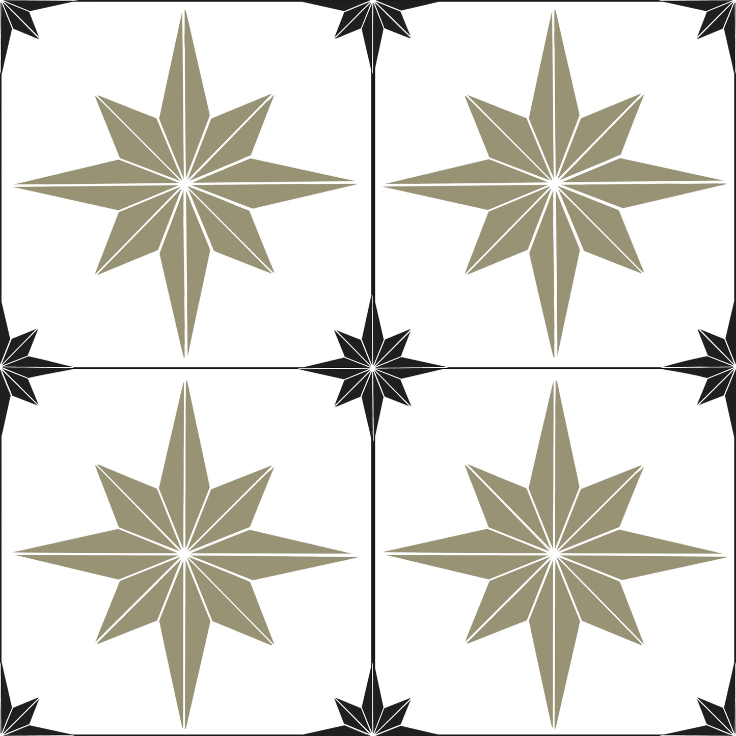 Astral Star Tiles / White Background - Floor & Wall Vinyl