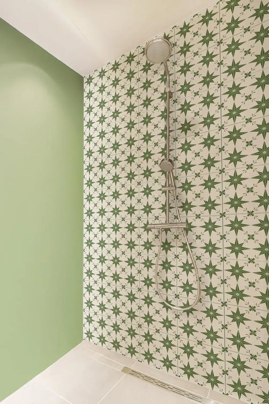 Astral Floral Green Shower Panel