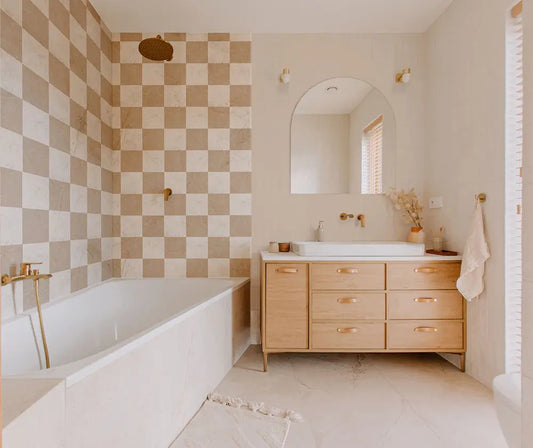 Beige Marble Check Shower Panel