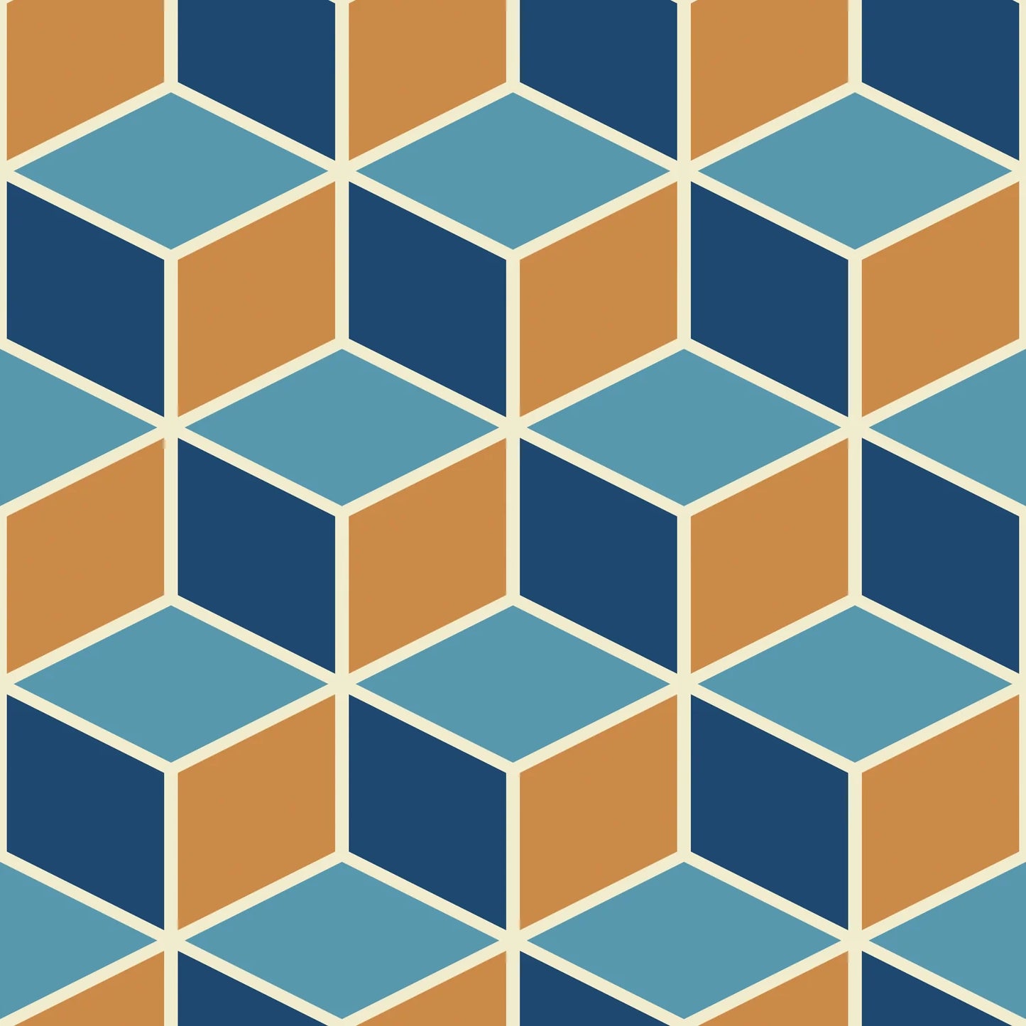 Blue & Orange Cubes - Floor & Wall Vinyl