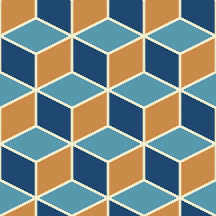 Blue & Orange Cubes - Window Vinyl
