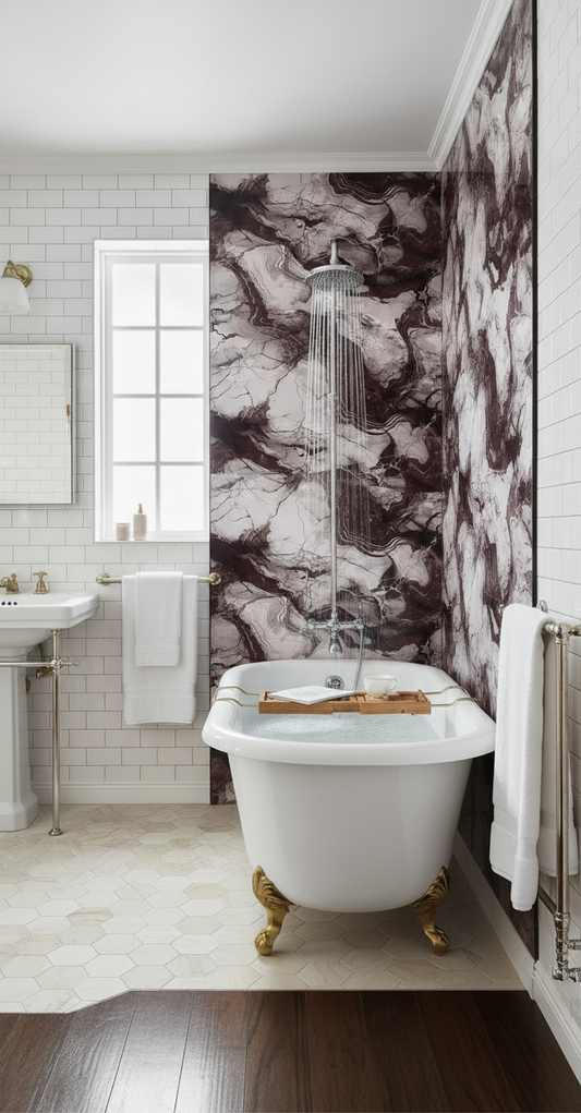 Marble Burgundy Shower Panel