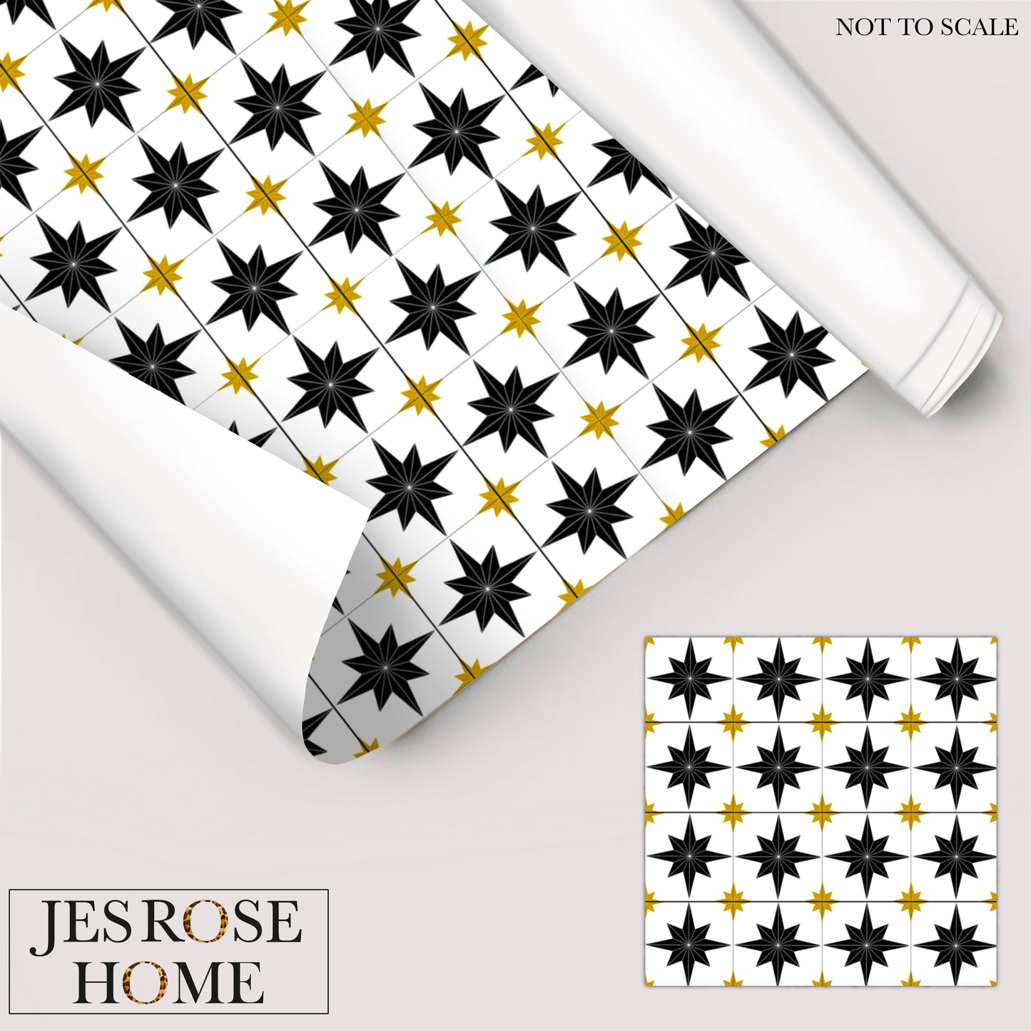 Astral Star Tiles / White Background - Floor & Wall Vinyl