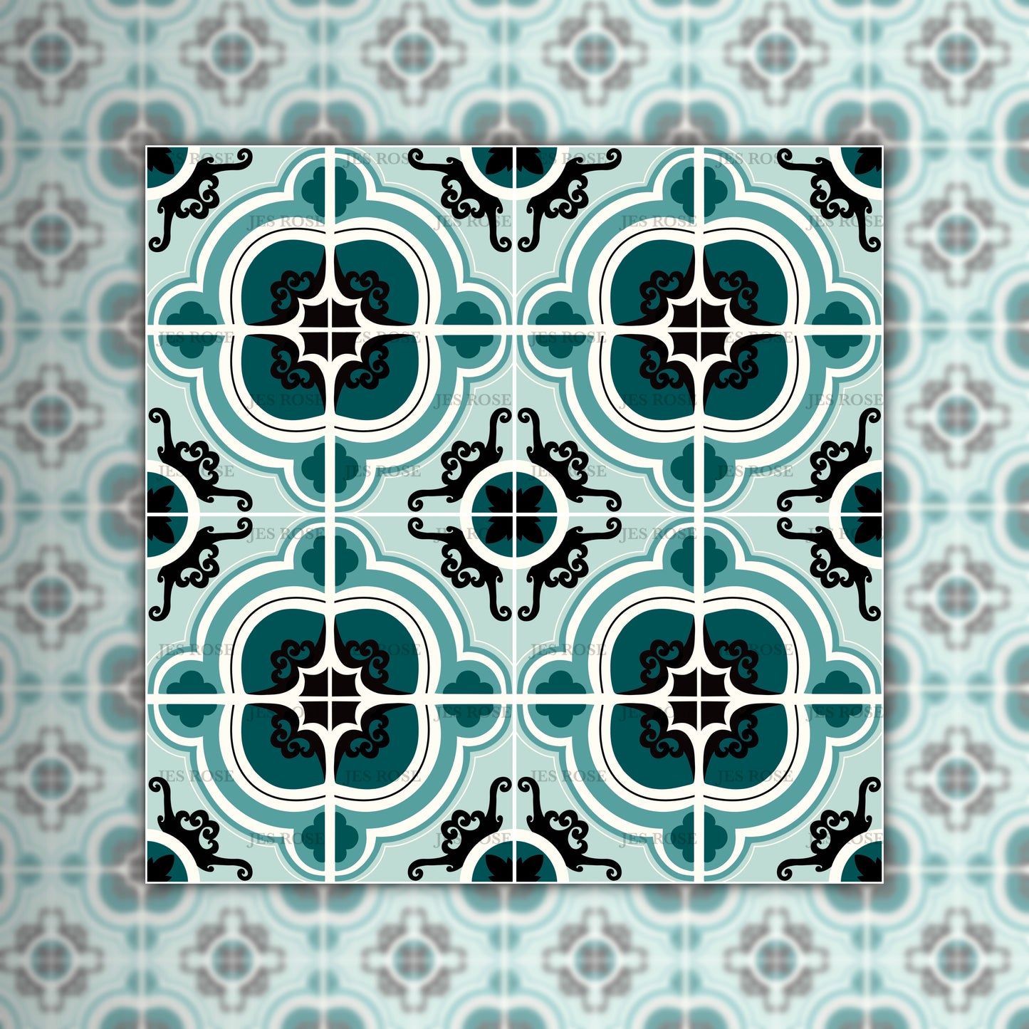 Venice Teal (small) Premium Peel & Stick Tiles