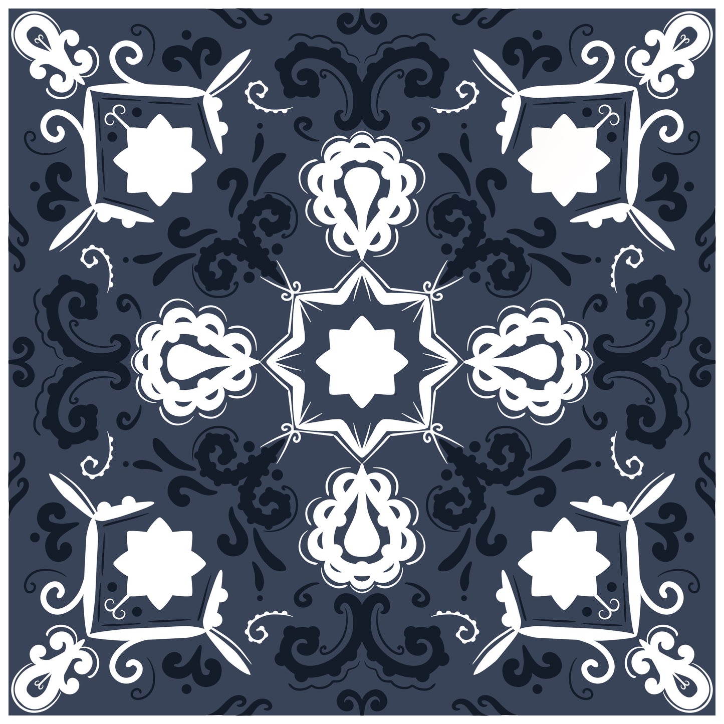 Paisley Navy Premium Peel & Stick Tiles