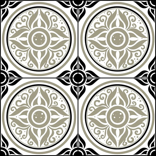 Lisbon Tiles Sage & Black Shower Panel