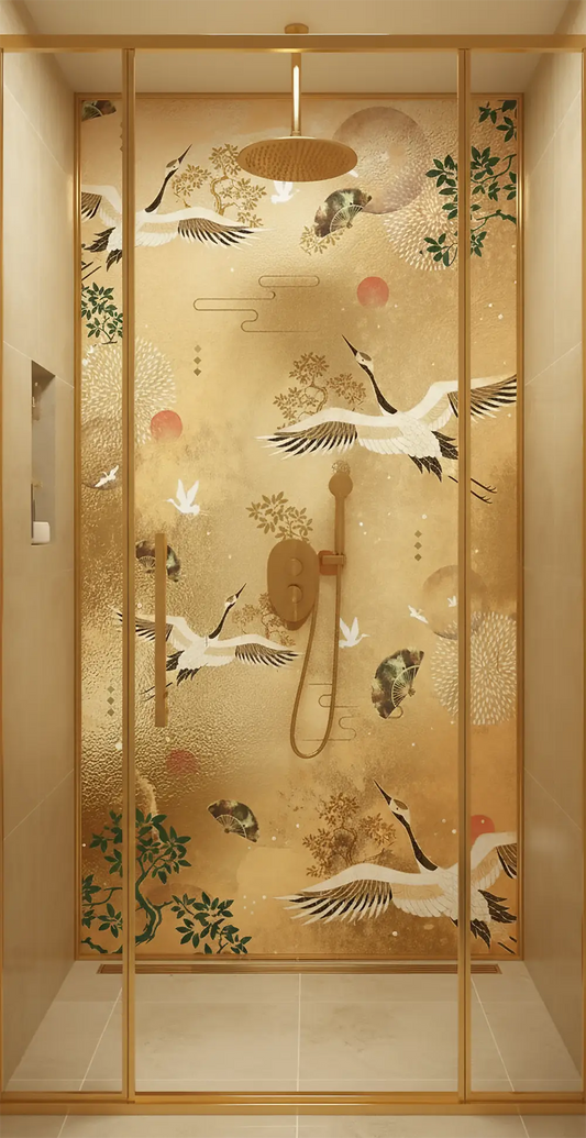 Oriental Cranes Shower Panel
