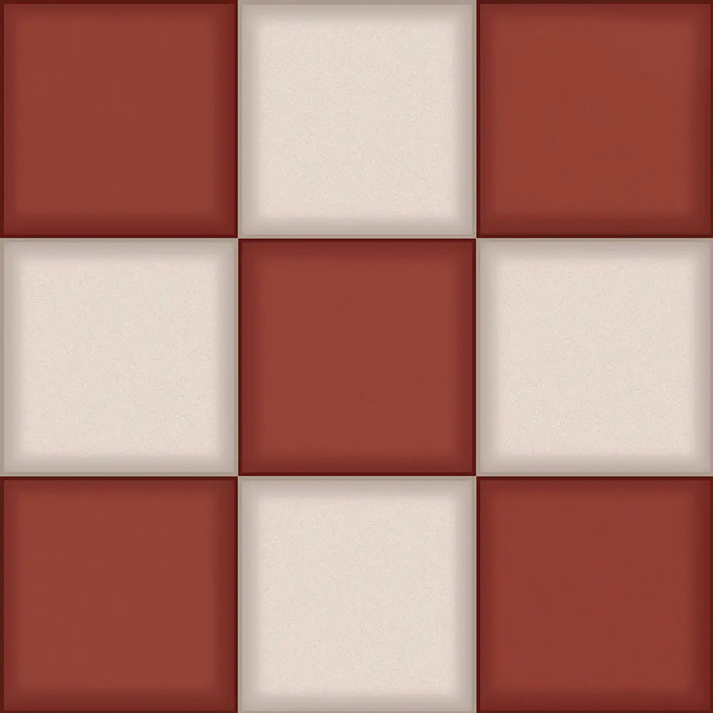 Retro Checked Burgundy Shower Panel