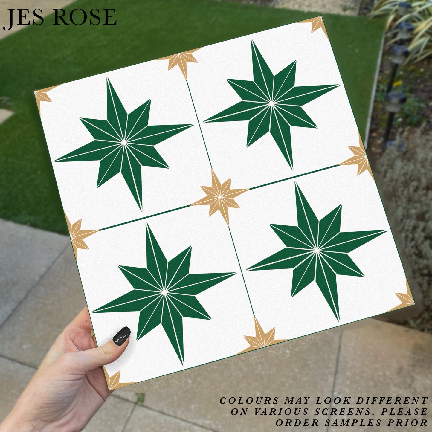 Astral Star Green & Gold (Small) Premium Peel & Stick Tiles
