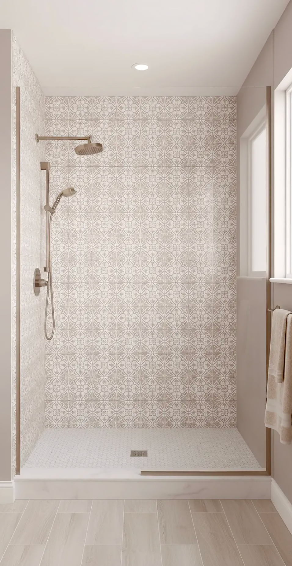 Victorian Tiles Beige Shower Panel