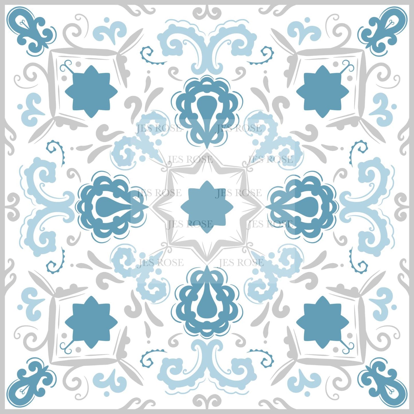Paisley Blue Premium Peel & Stick Tiles