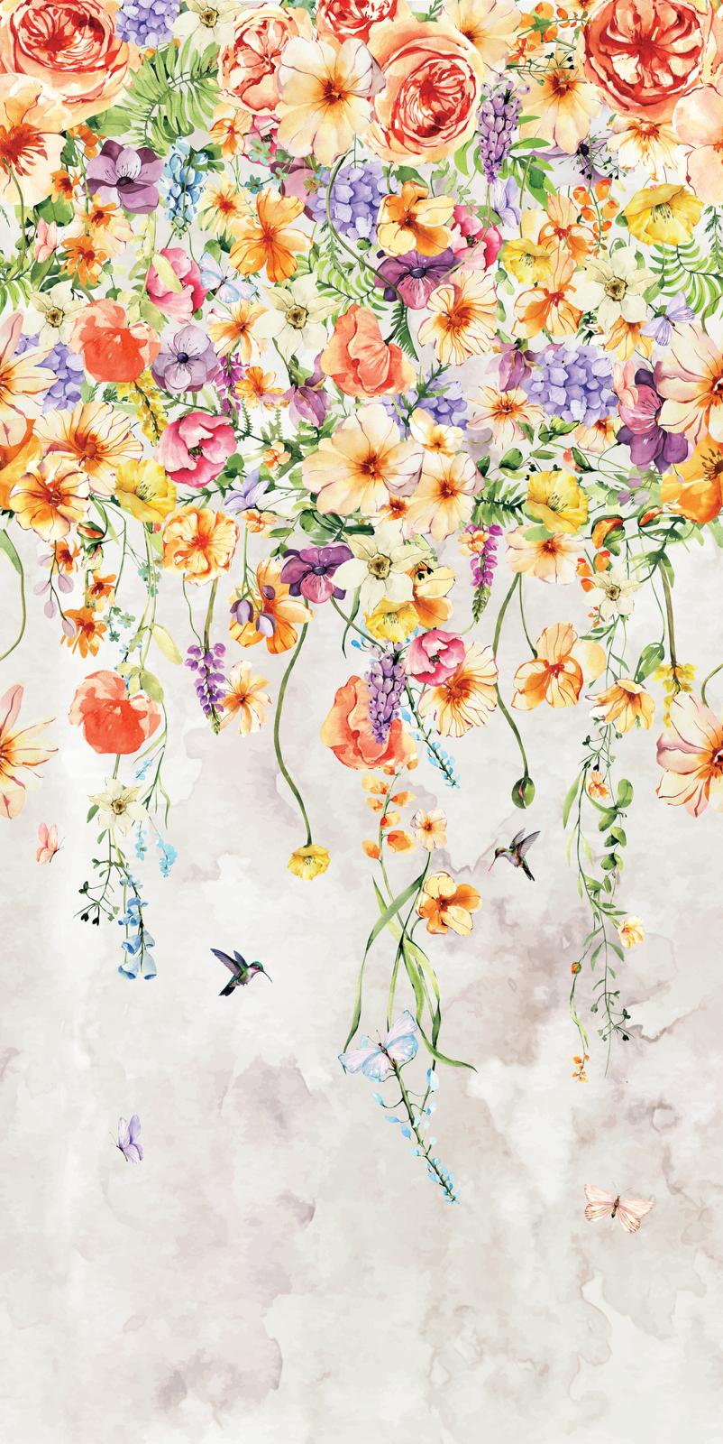 Botanical Flower Beige Shower Panel