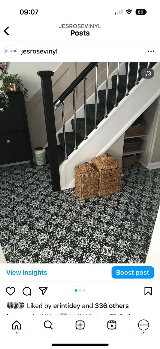 French Black & White (Small) Premium Peel & Stick Tiles