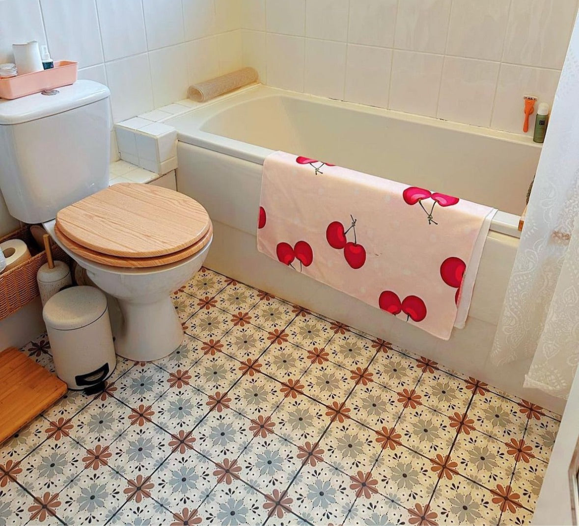 Floral Tiles Muted Premium Peel & Stick Tiles