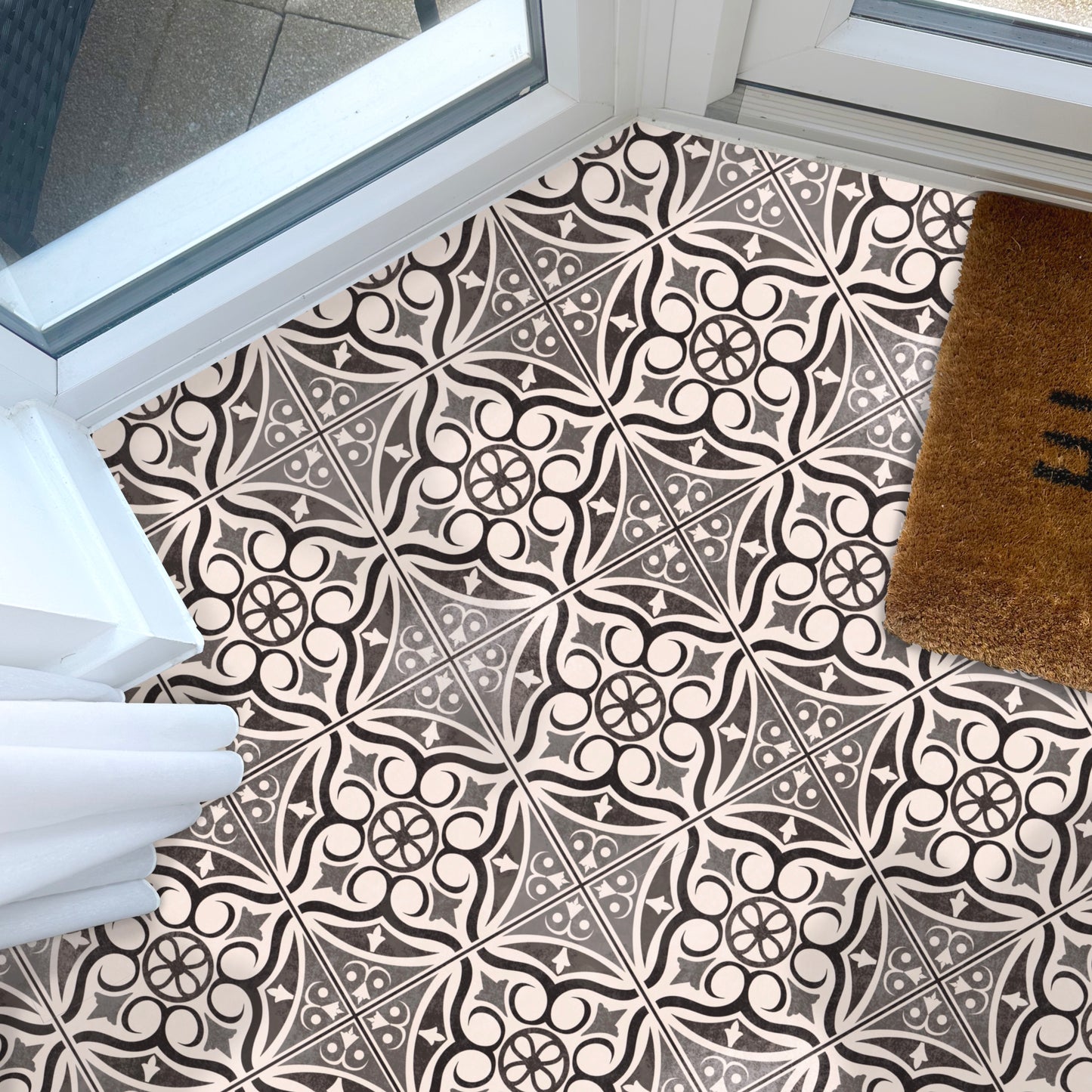 Victorian Rustic Black & White Premium Peel & Stick Tiles