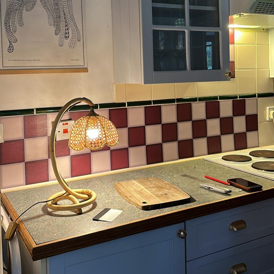 Retro Check Burgundy Premium Peel & Stick Tiles