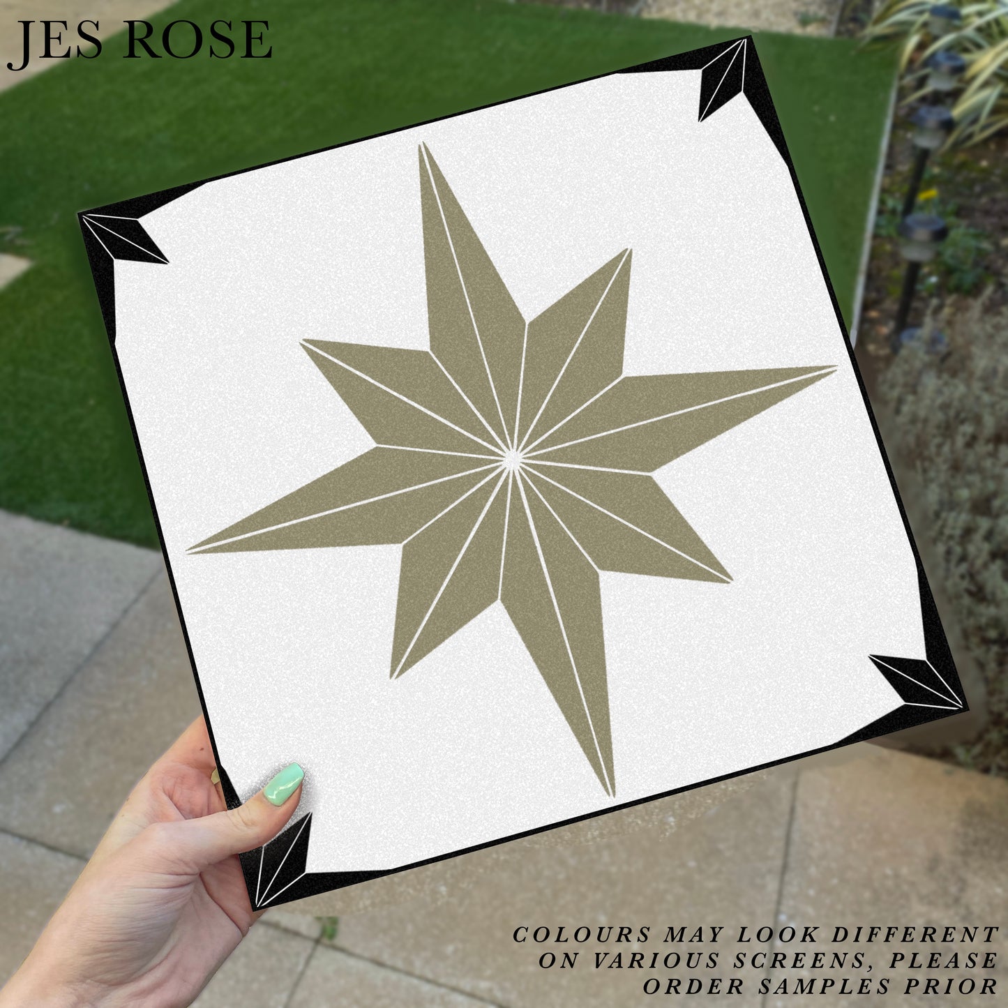Astral Star Sage & Black (Large) Premium Peel & Stick Tiles