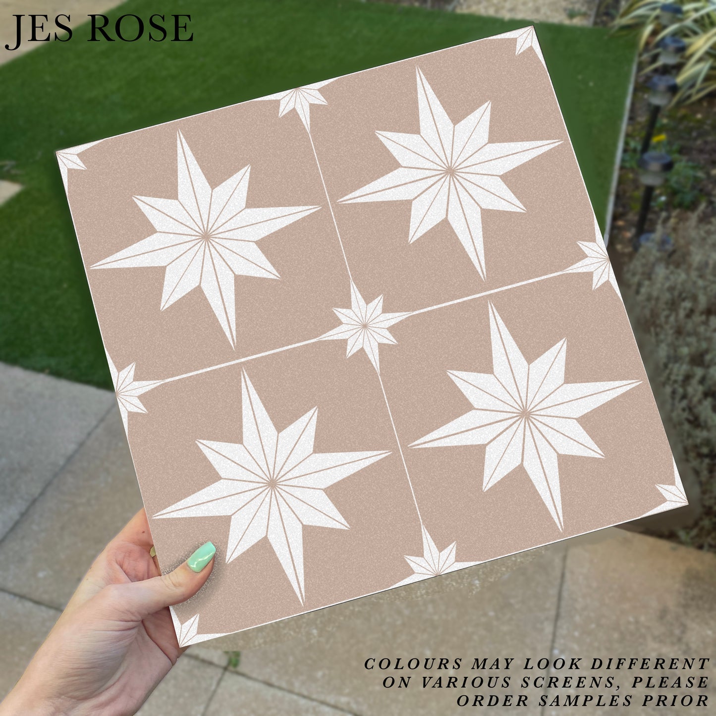 Astral Star Beige & White (Small) Premium Peel & Stick Tiles