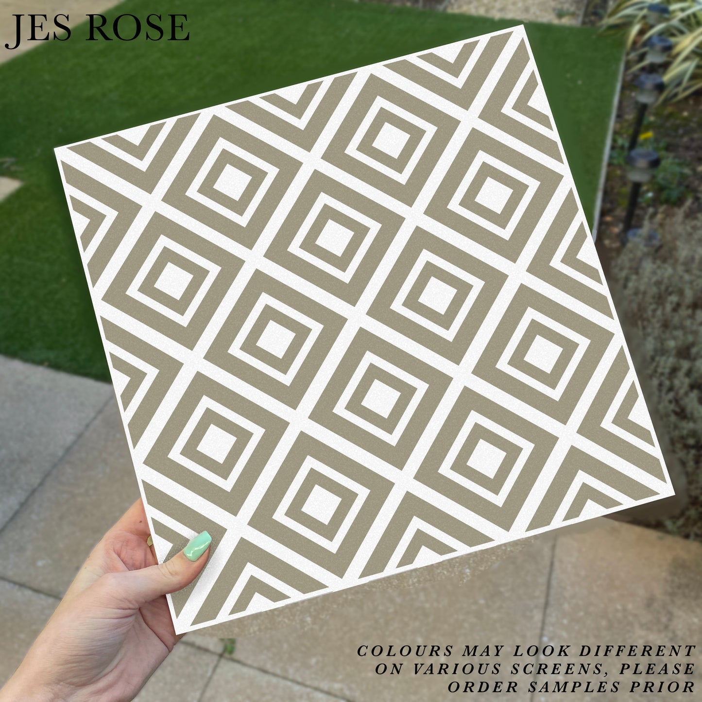 Geometric Squares Sage Premium Peel & Stick Tiles