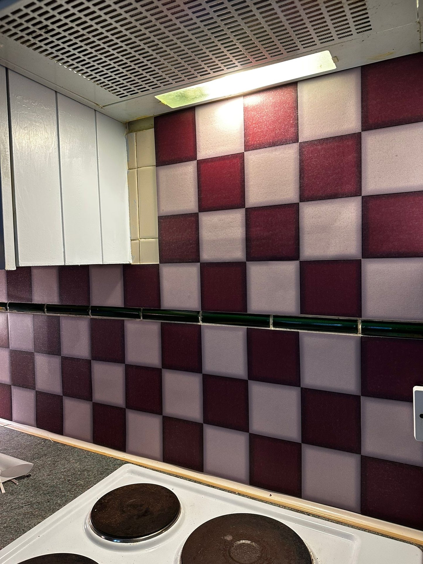 Retro Check Burgundy Premium Peel & Stick Tiles