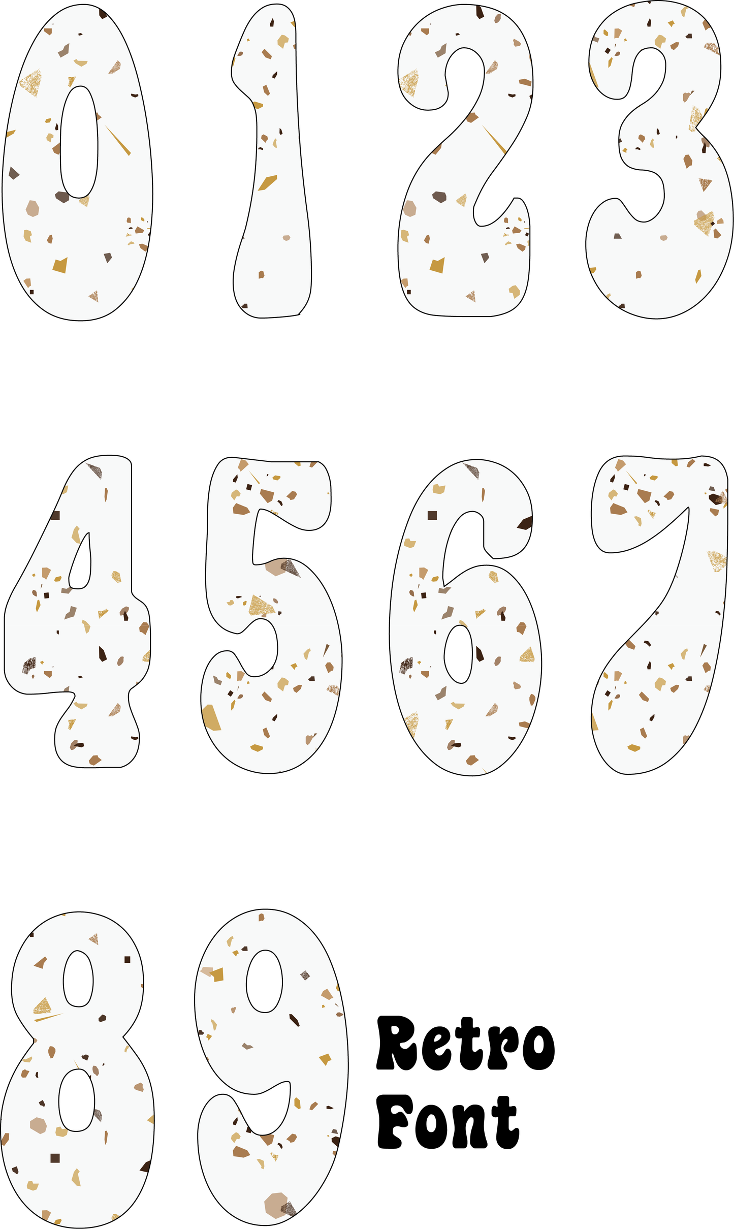 Terrazzo Gold Number Decal