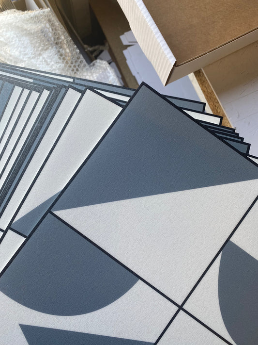 Abstract Geometric Grey Premium Peel & Stick Tiles