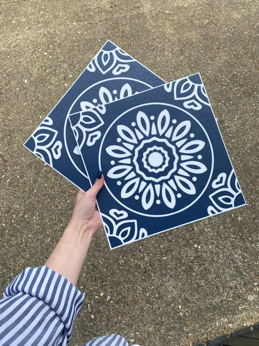 French Navy & White (Large) Premium Peel & Stick Tiles