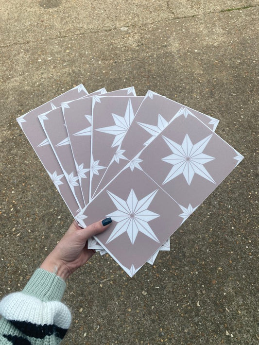 Astral Star Beige & White (Small) Premium Peel & Stick Tiles