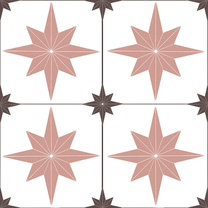 Astral Star Tiles / White Background  - Floor & Wall Vinyl