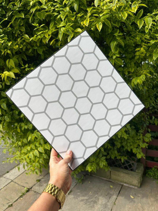 STOCK - hexagon tiles grey  - pack of 18