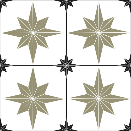 Astral Star Tiles / White Background  - Floor & Wall Vinyl