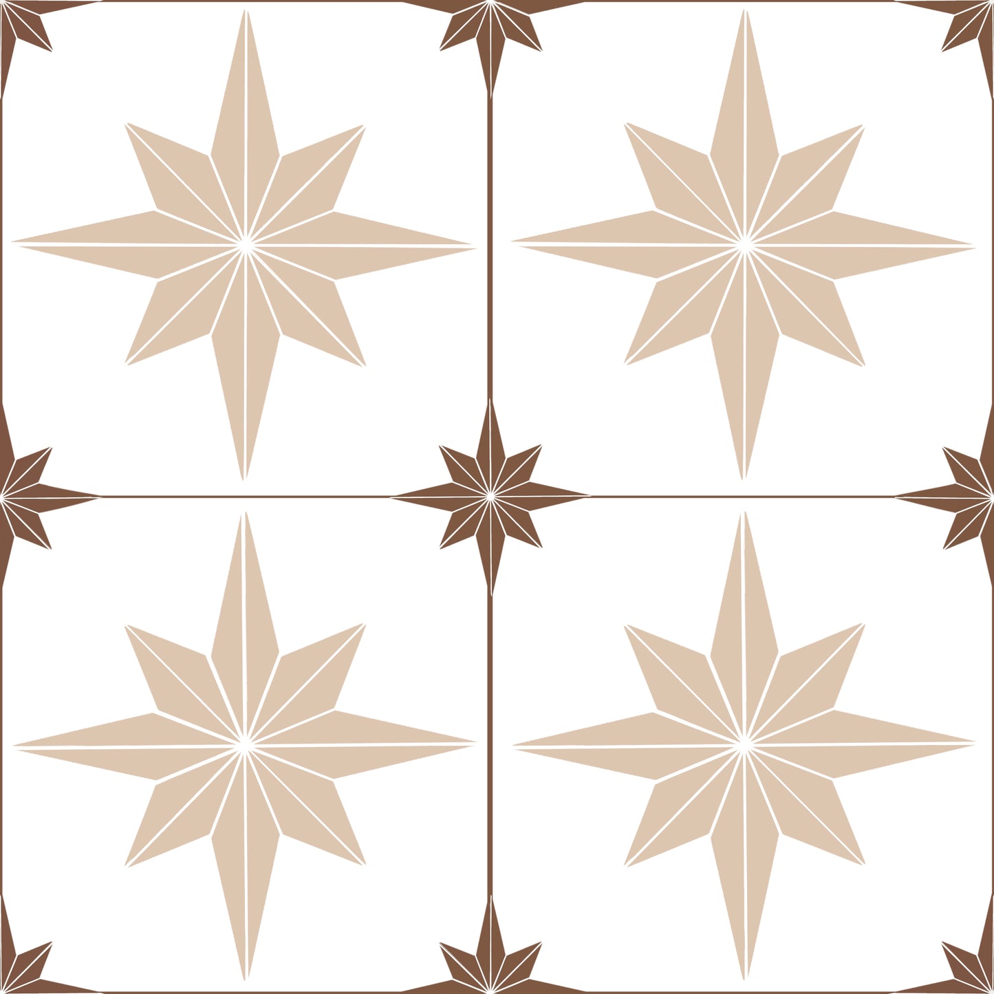 Astral Star Tiles / White Background  - Floor & Wall Vinyl