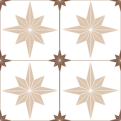 Astral Star Tiles / White Background  - Floor & Wall Vinyl