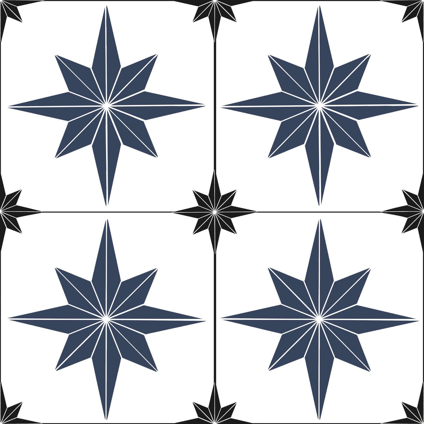 Astral Star Tiles / White Background  - Floor & Wall Vinyl