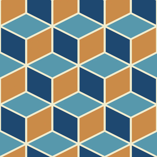 Blue & Orange Cubes - Window Vinyl