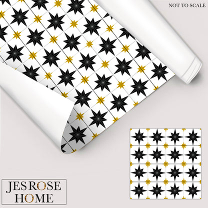 Astral Star Tiles / White Background  - Floor & Wall Vinyl