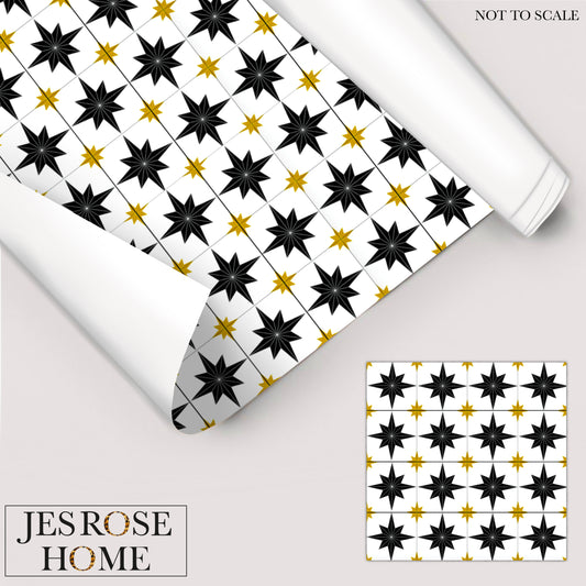 Astral Star Tiles / White Background - Window Vinyl