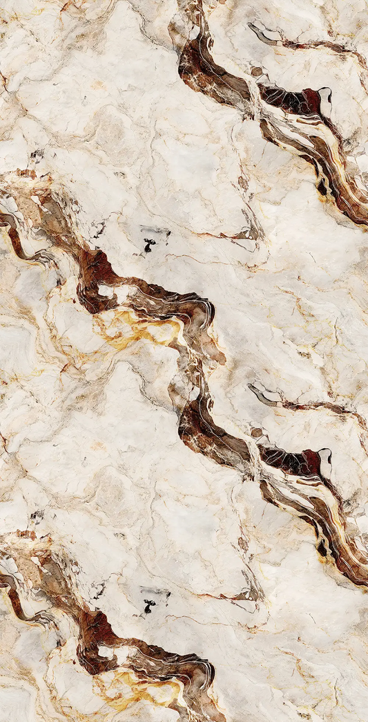 Cream & Gold Vein Marble Shower Panel