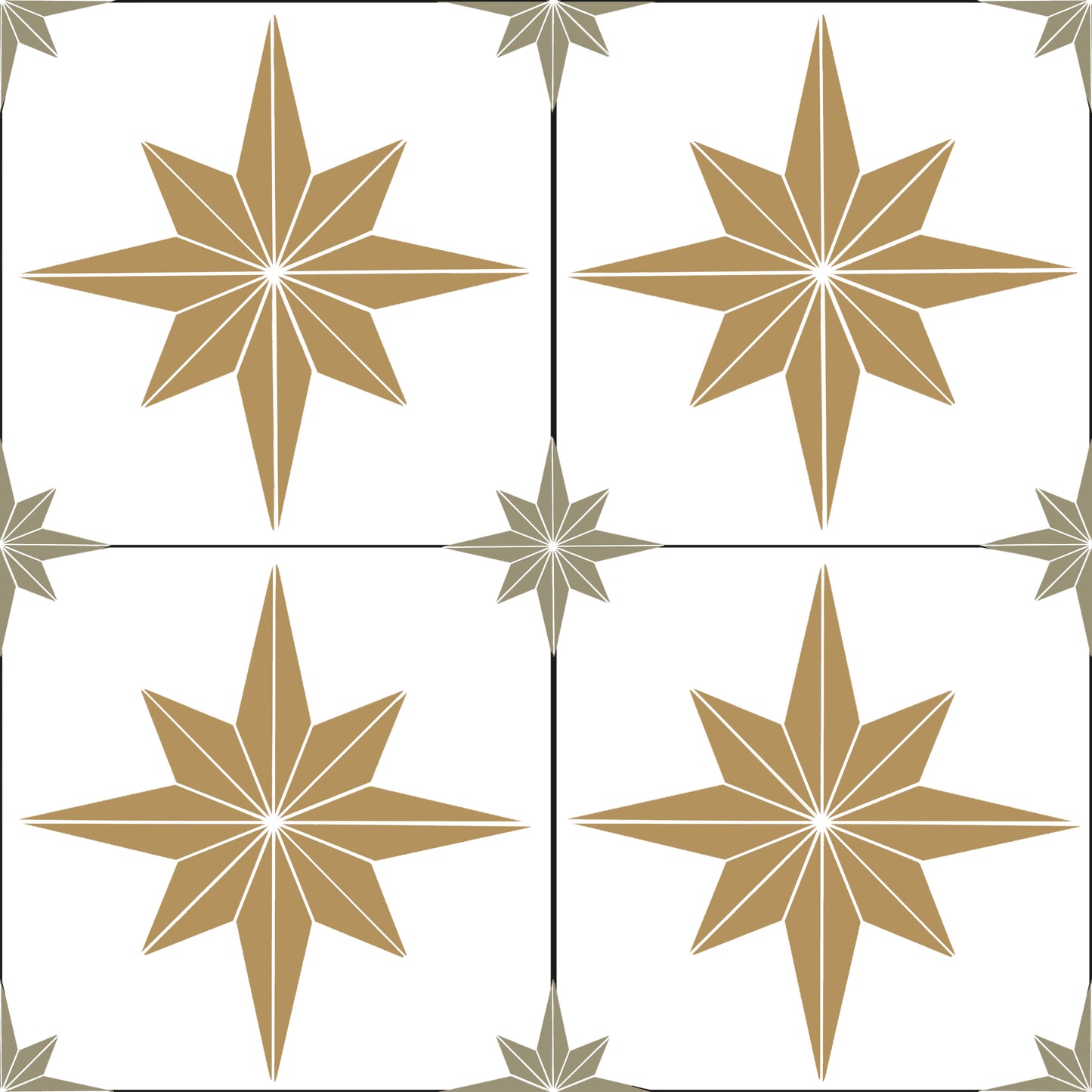 Astral Star Tiles / White Background  - Floor & Wall Vinyl