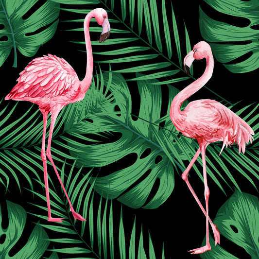 Flamingo & Leaves - Window Vinyl