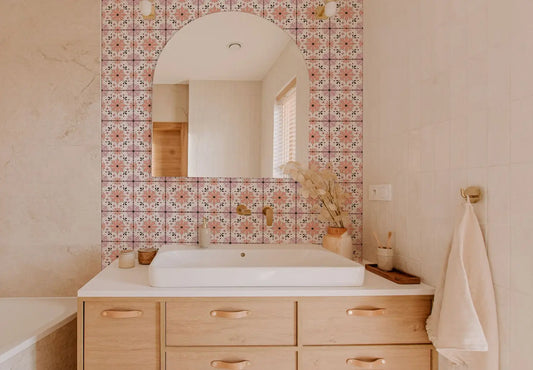 Floral Tiles Pink & Peach Shower Panel
