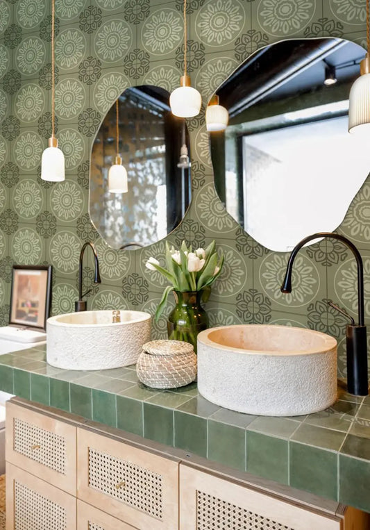 French Tiles Sage Shower Panel