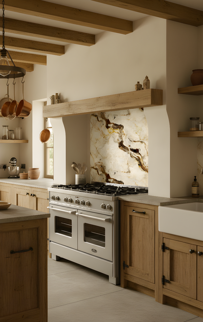 Cream & Gold Vein Marble Shower Panel