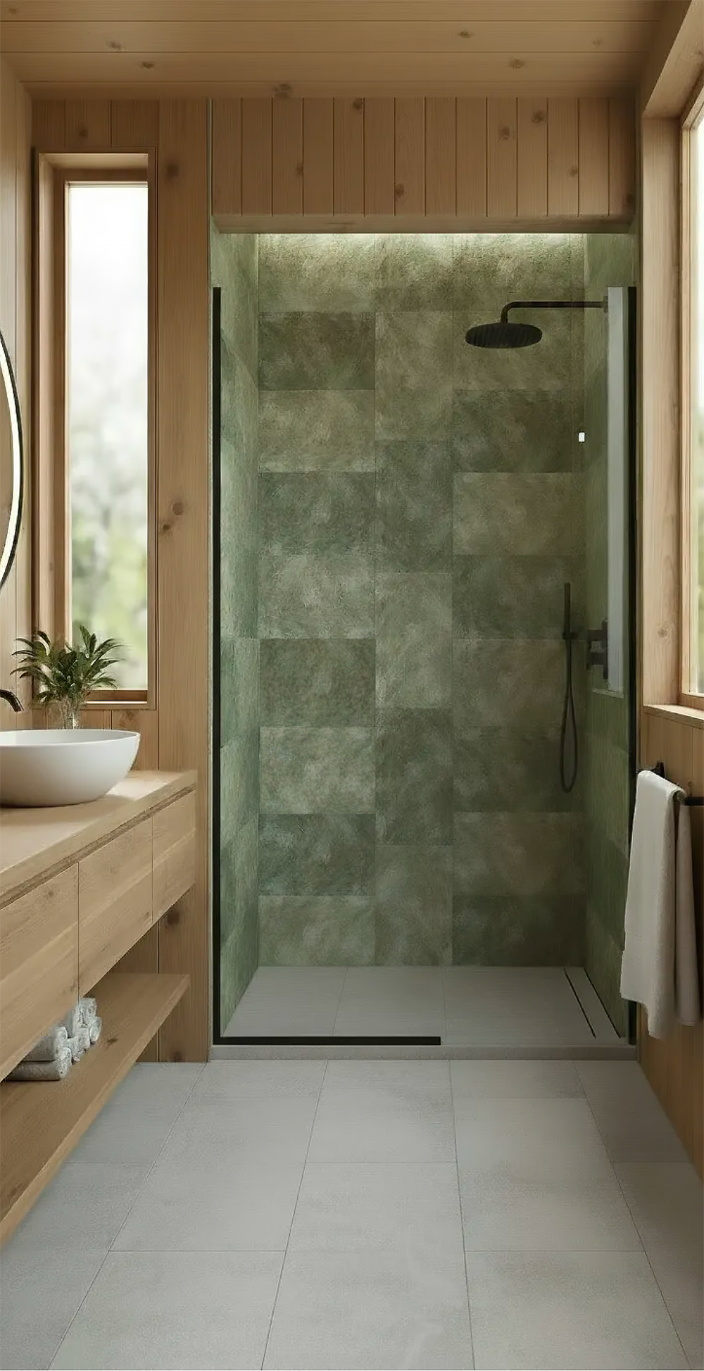 Green Marble Shower Panel – Jes Rose