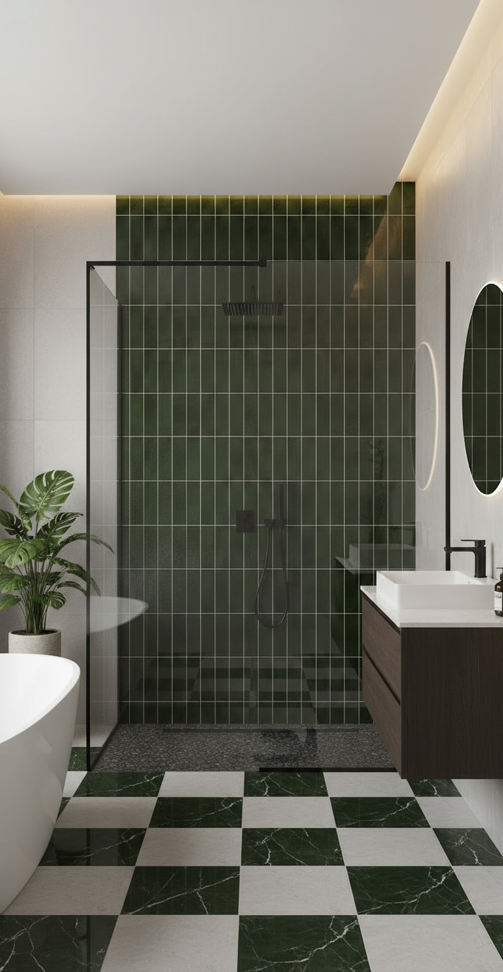 Subway Tile Green Shower Panel