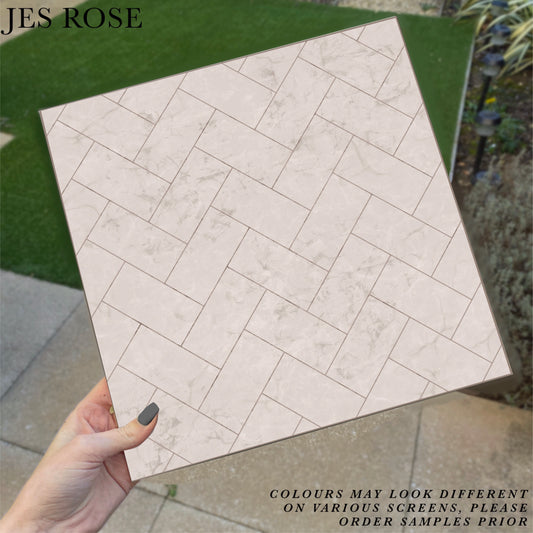 Herringbone Beige Premium Peel & Stick Tiles