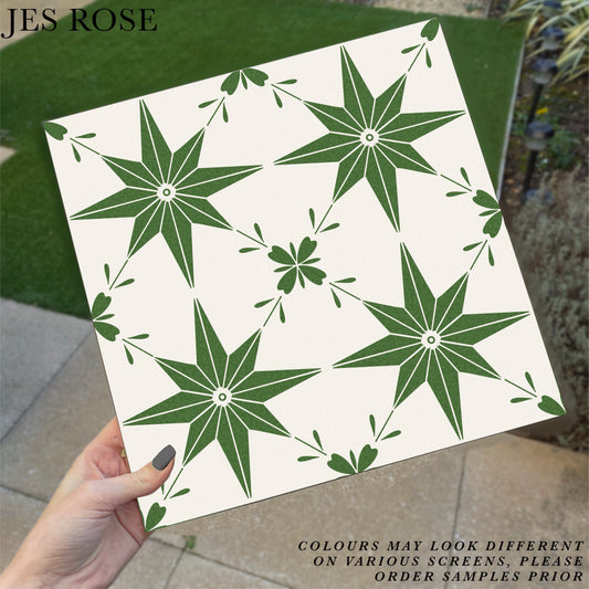 Astral Floral Green Premium Peel & Stick Tiles