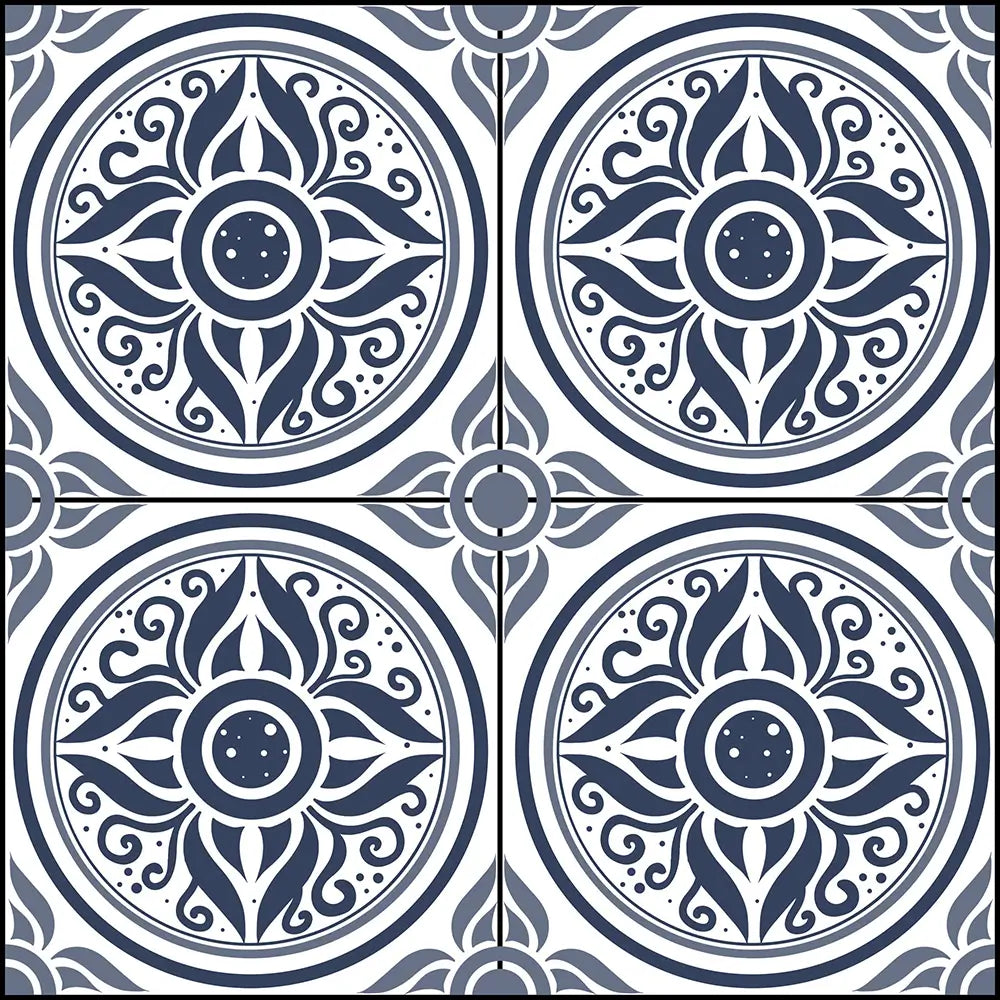 Lisbon Tiles Navy Shower Panel