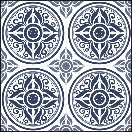 Lisbon Tiles Navy Shower Panel